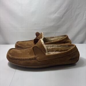 UGG Australia Men's Byron Suede Shearling Lined Chestnut Slippers Size 13